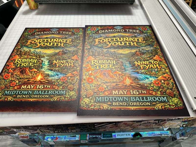 Fortunate Youth concert posters on press
